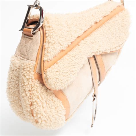 dior shearling saddle bag